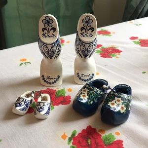 Vtg set of wooden shoes, salt and pepper shakers